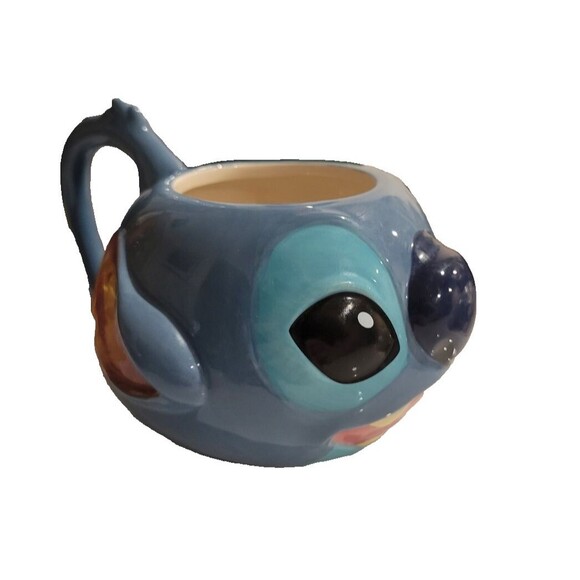 Disney Store Lilo And Stitch Coffee Mug 2015 Ceramic Stitch Shaped - Picture 1 of 4
